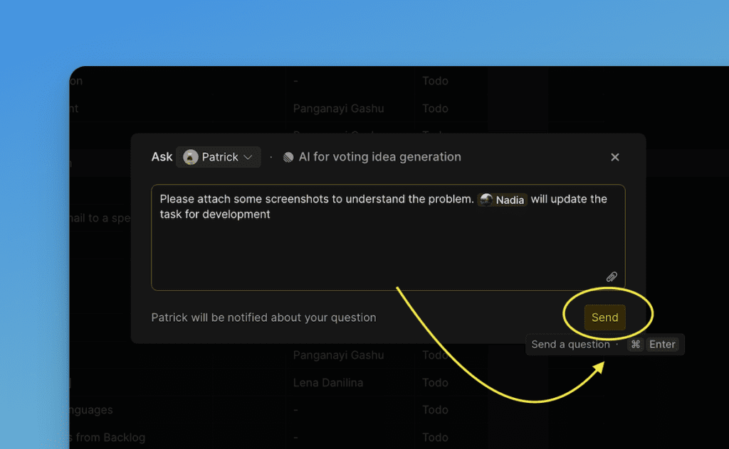 質問送信ボタン
