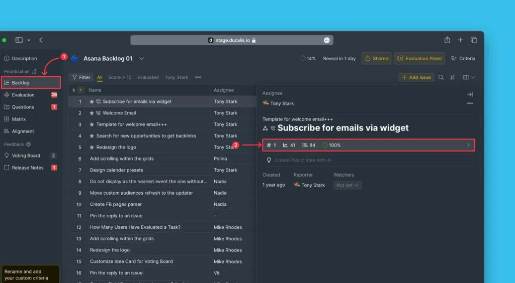 課題カード内の課題再評価ブロック