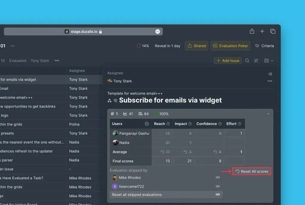 スコアをリセットボタン