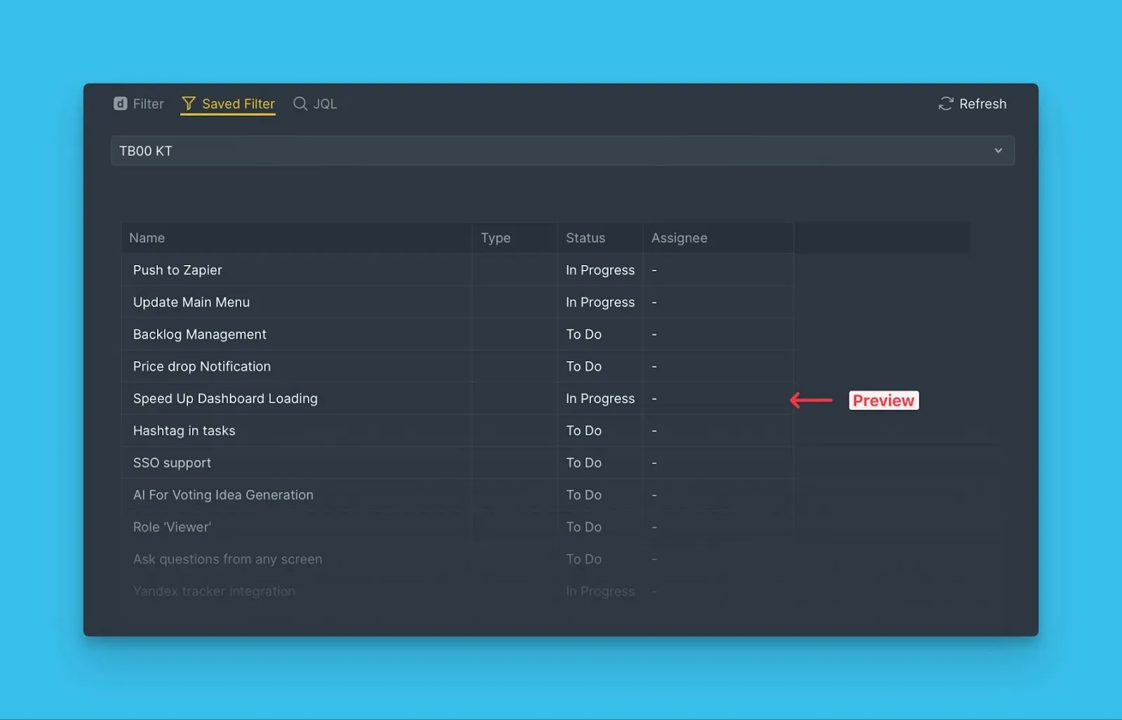 一致した課題のインポートプレビュー