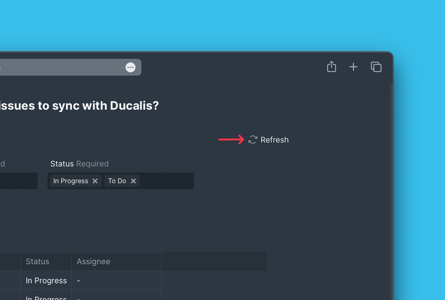 Schaltfläche Parameter aktualisieren