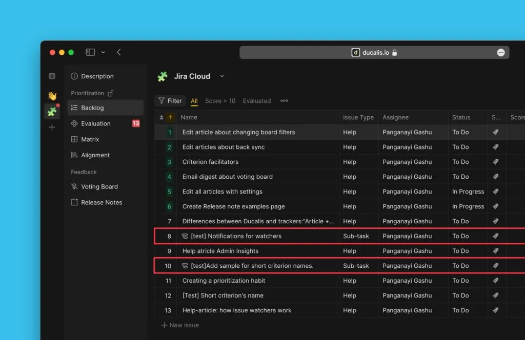 課題リストのサブタスクアイコン