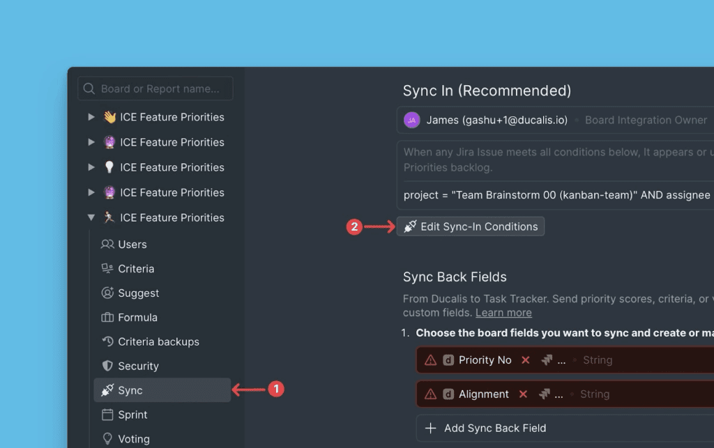 同期条件を編集ボタン