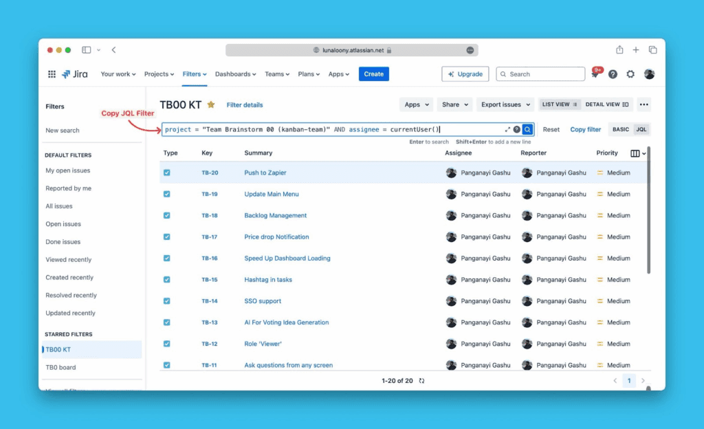 Jira Cloud の JQL クエリ