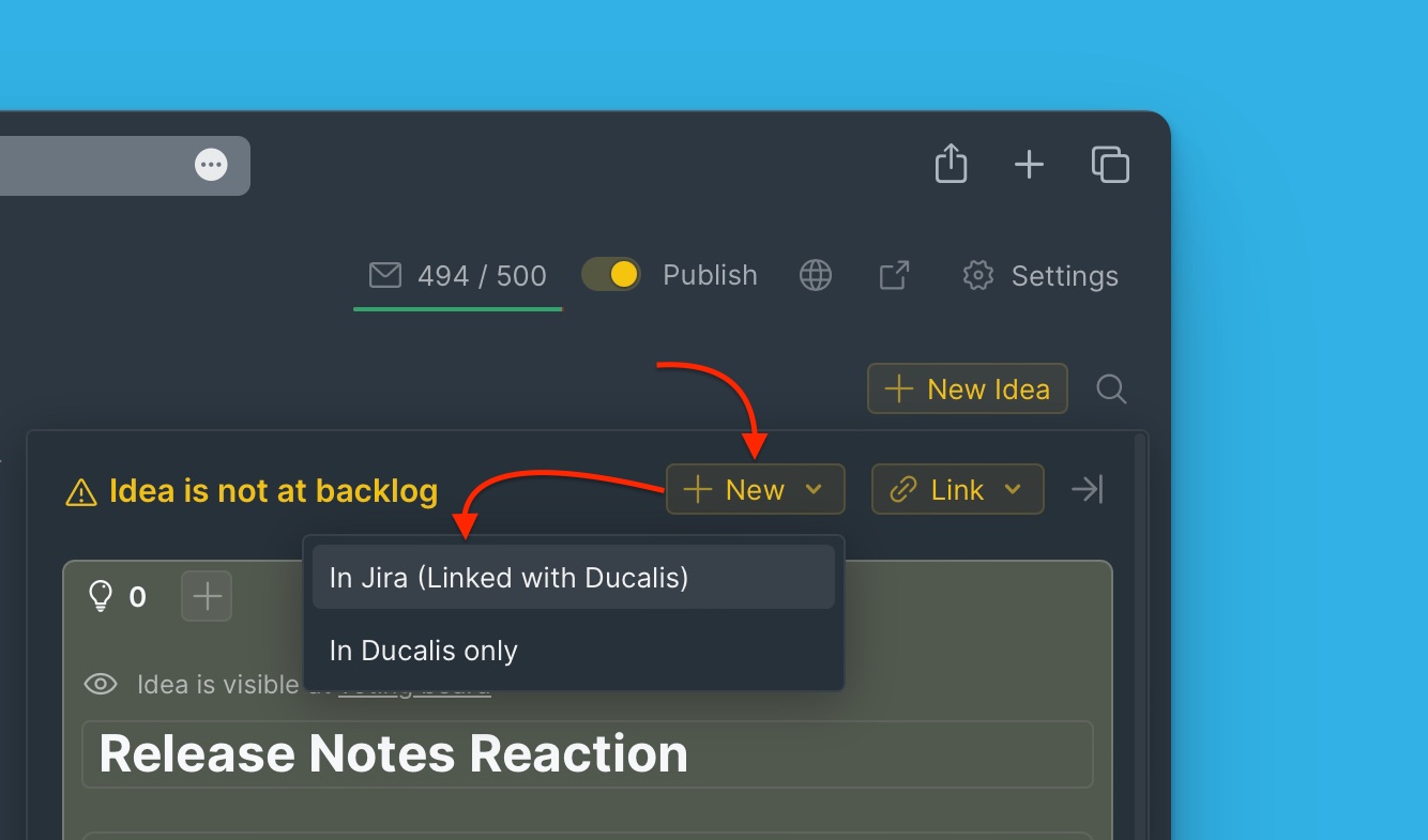 Neuer Vorgang Dropdown-Menü