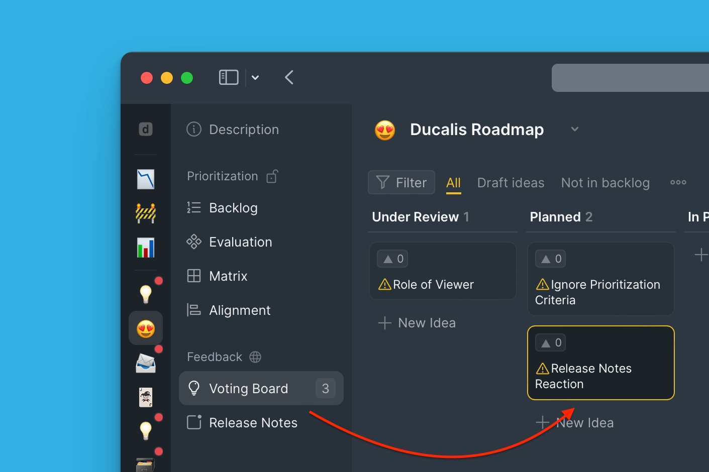 Voting Board mit Ideen
