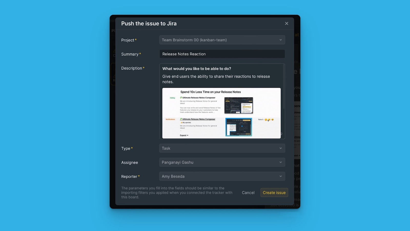 Vorgang erstellen Dialog für Idee