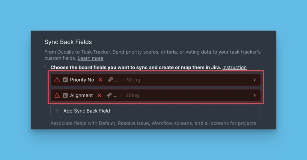Standard-Sync-Back-Felder