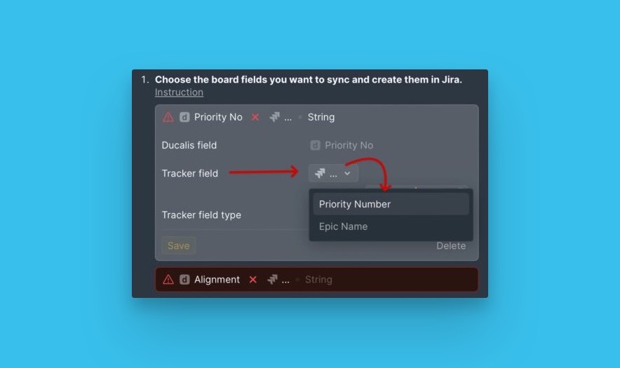 Mapping auf ein Tracker-Feld