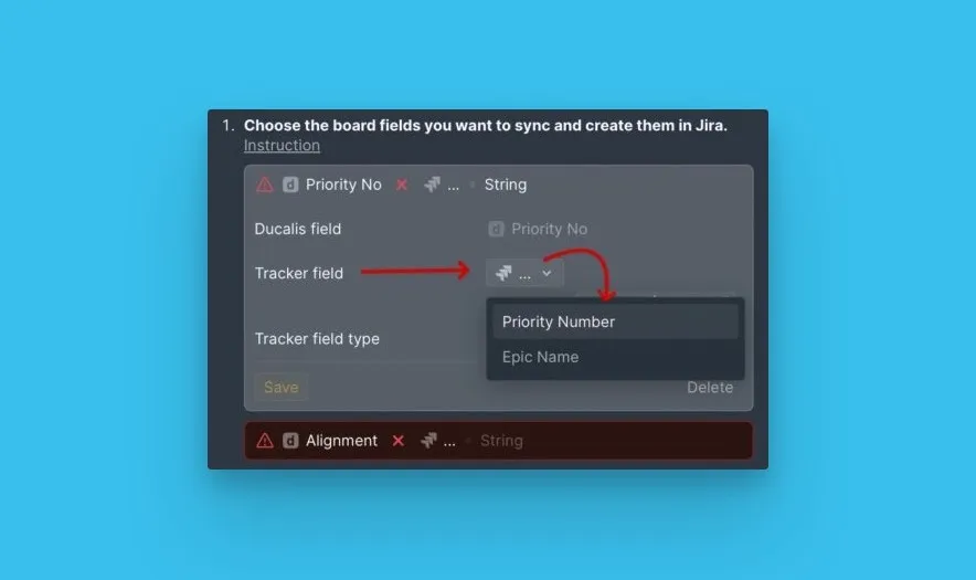 トラッカーフィールドへのマッピング