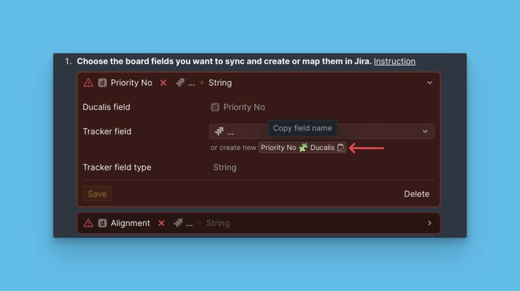 Feldnamen aus Sync-Einstellungen kopieren
