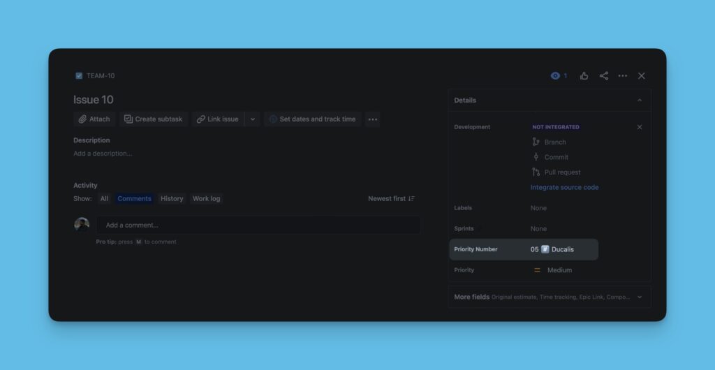 Beispiel synchronisierter Daten in Jira
