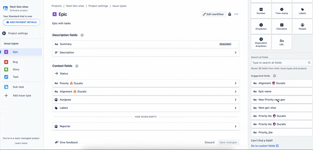 Feld in Kontextfelder ziehen