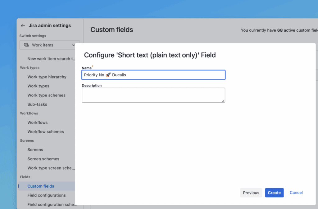 Jira にフィールド名を貼り付け
