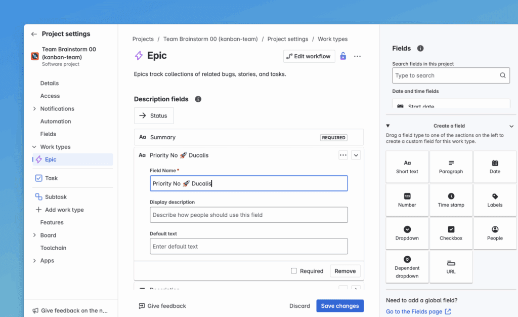 フィールド名の入力
