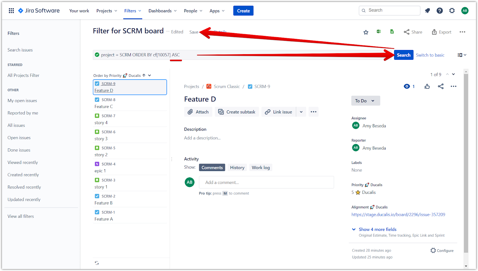 Schaltflächen Suchen und Speichern