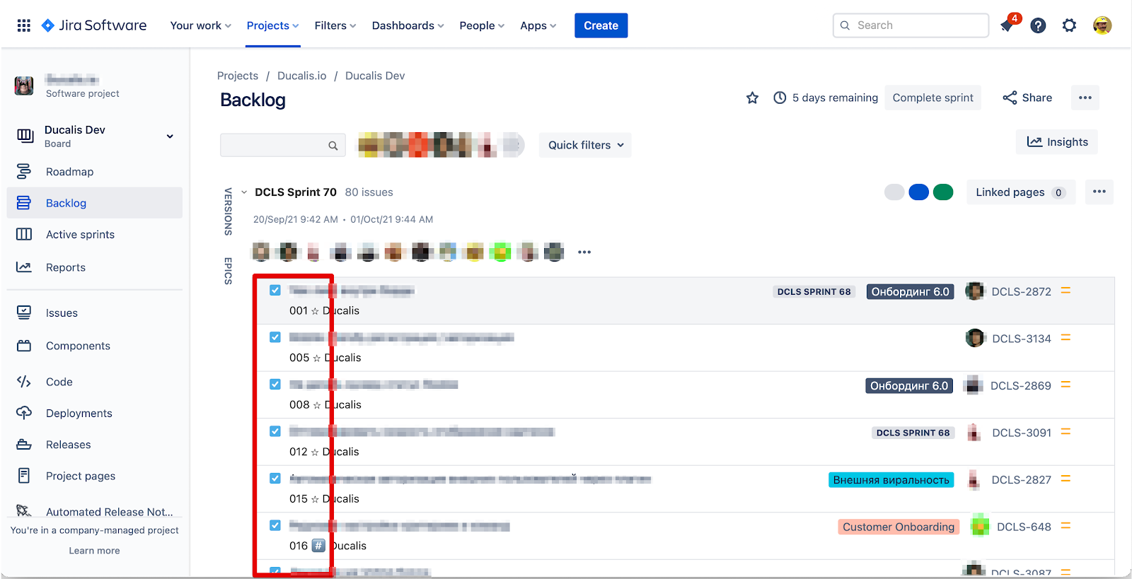 Nach Prioritätsranking sortierte Vorgänge