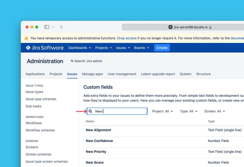 Suchoberfläche für benutzerdefinierte Felder