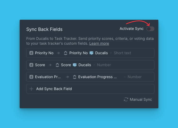 Sync Back-Umschaltschalter im aktiven Zustand