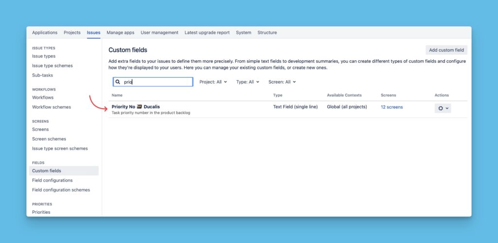 Aktualisiertes benutzerdefiniertes Feld mit neuem Namen