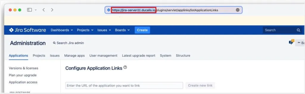 Jira Server のベース URL の場所