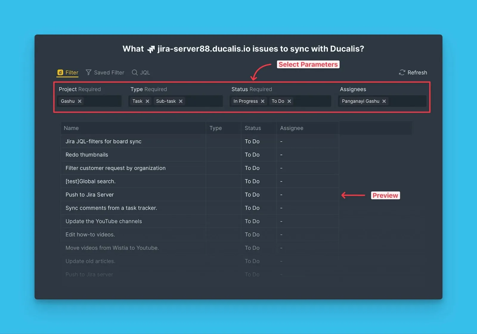 フィルタパラメータの設定