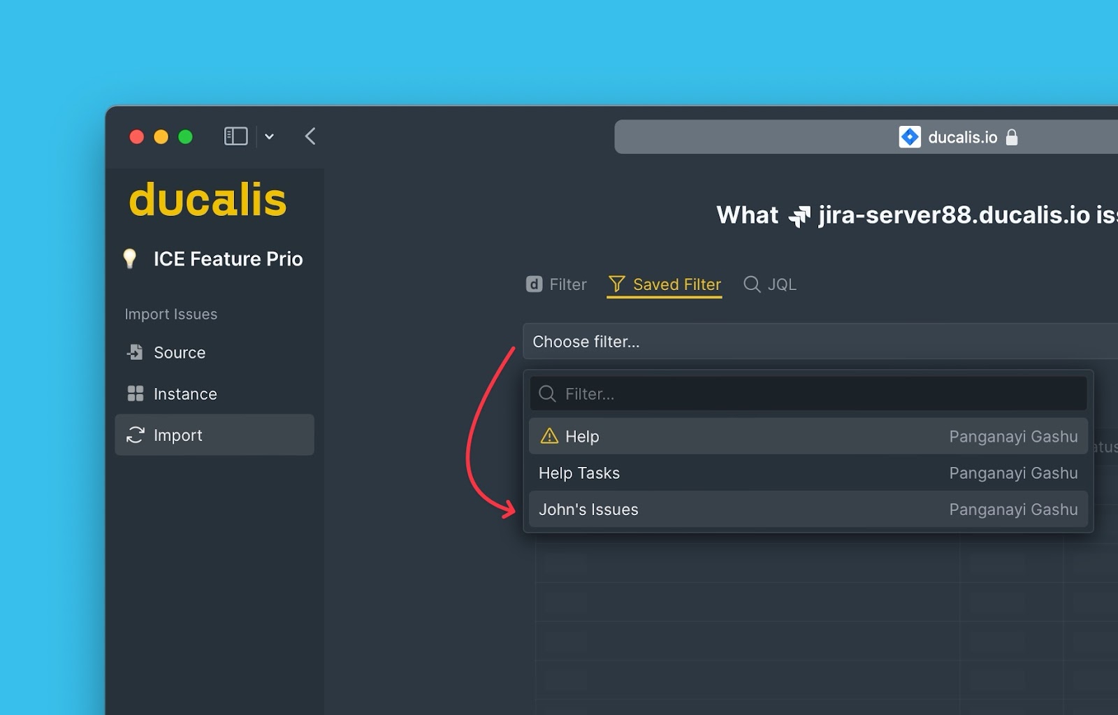 Dropdown zur Filterauswahl