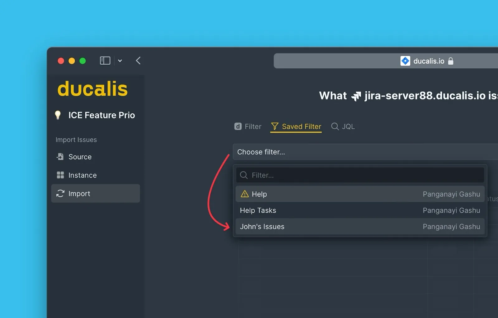 フィルタ選択ドロップダウン