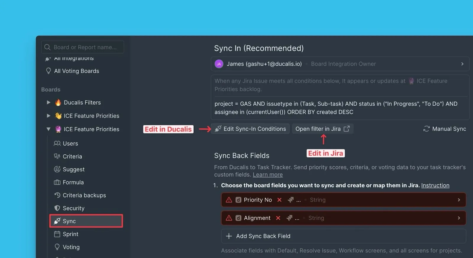 Jira でフィルタを開くボタン