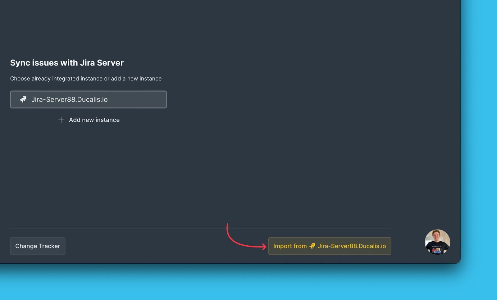 Schaltfläche Importieren von Instanz