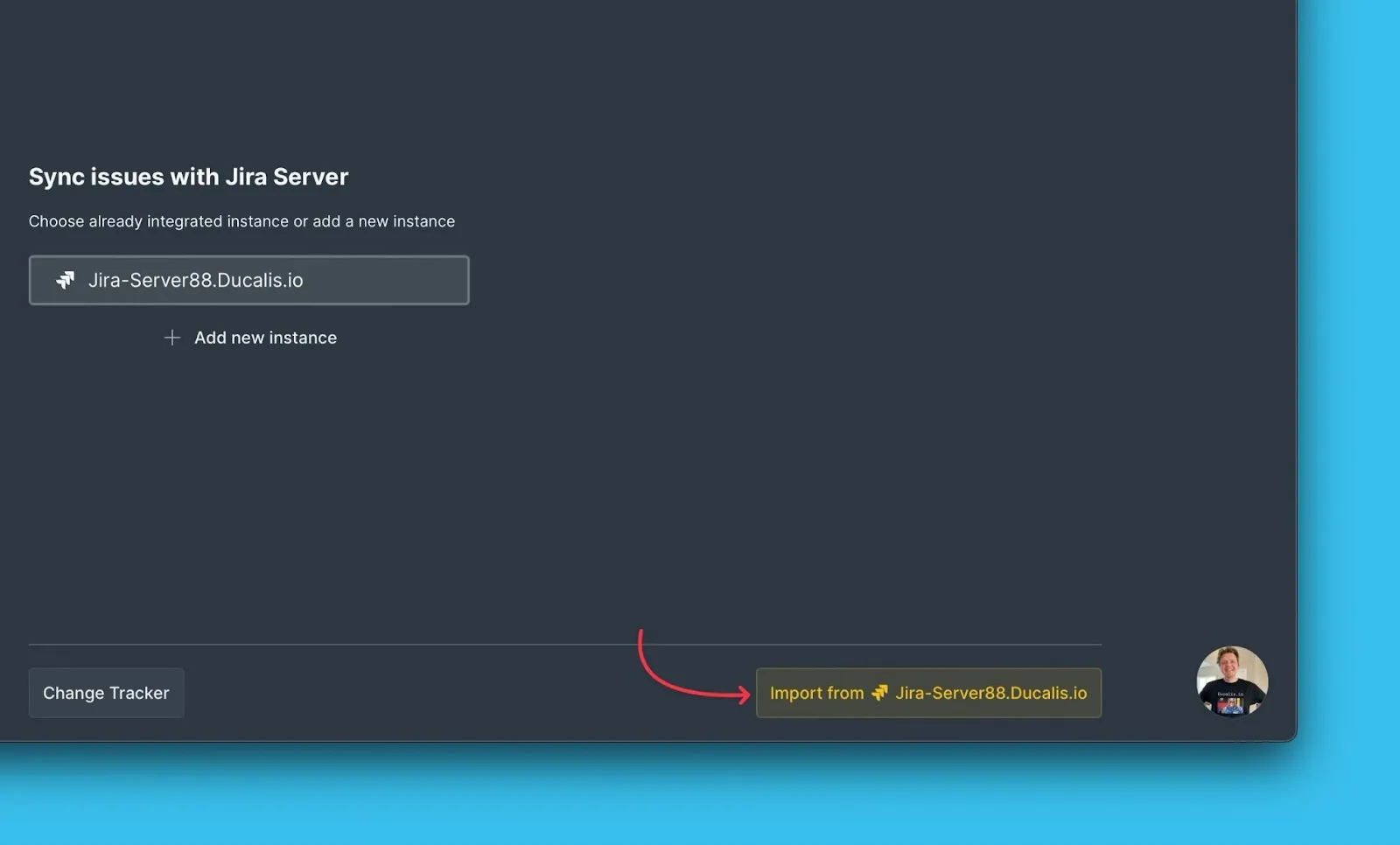 インスタンスからインポートボタン