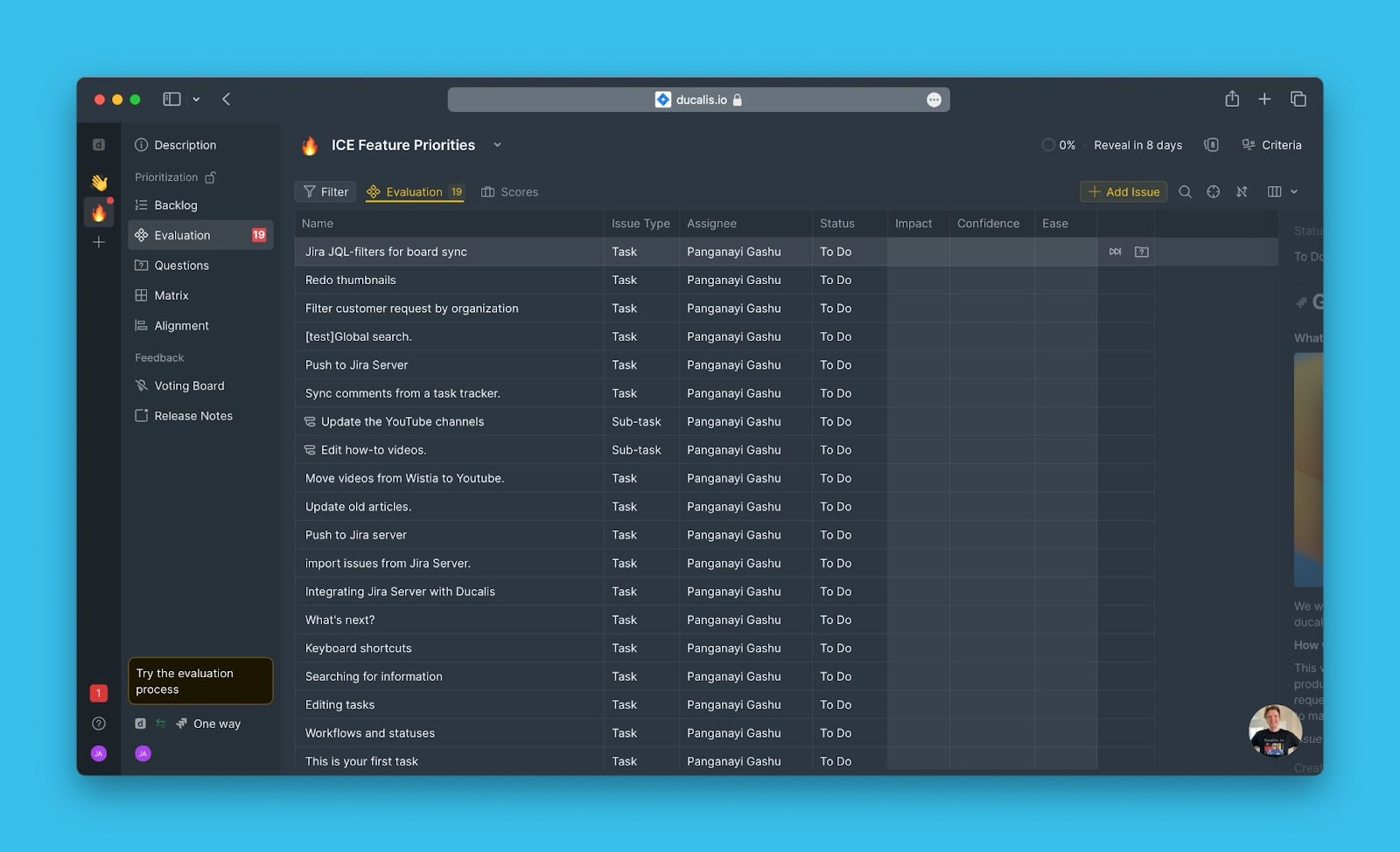 Board mit importierten Jira Server-Vorgängen