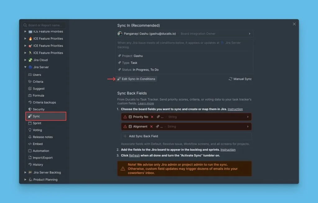同期条件を編集ボタン
