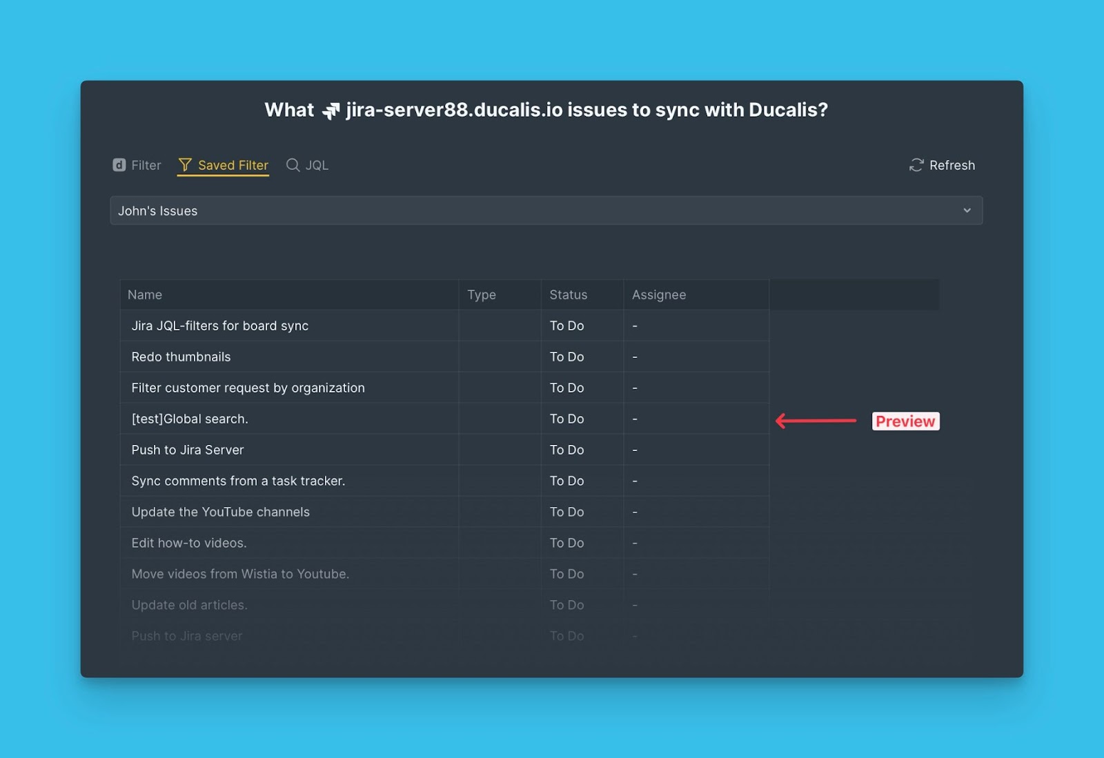 Vorschau der Vorgänge