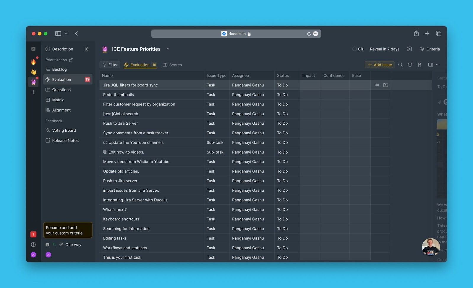 Board mit importierten Jira Server-Vorgängen