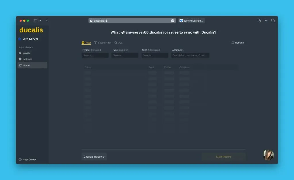 課題インポート画面