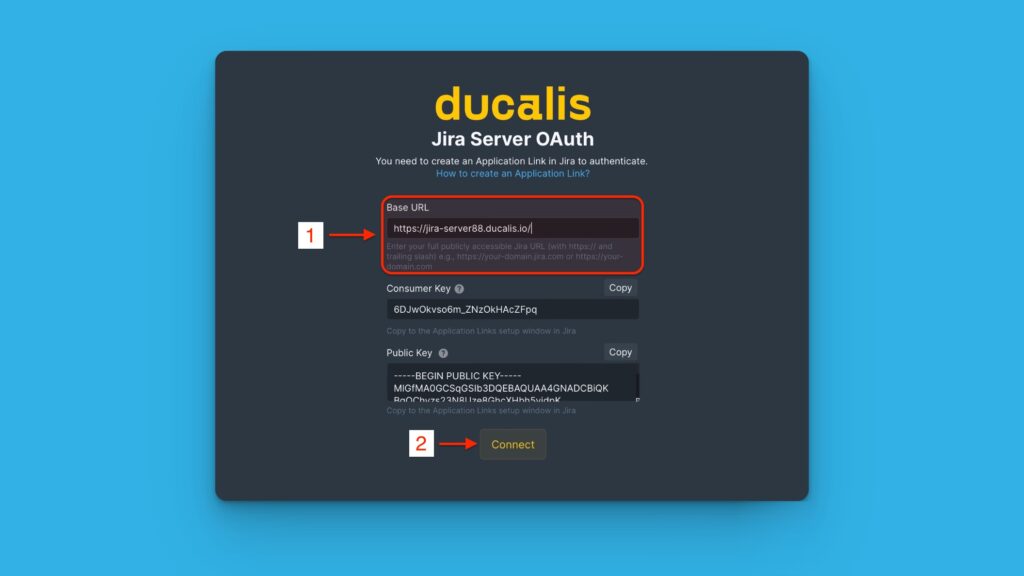 Base URL-Feld im Verbindungsdialog