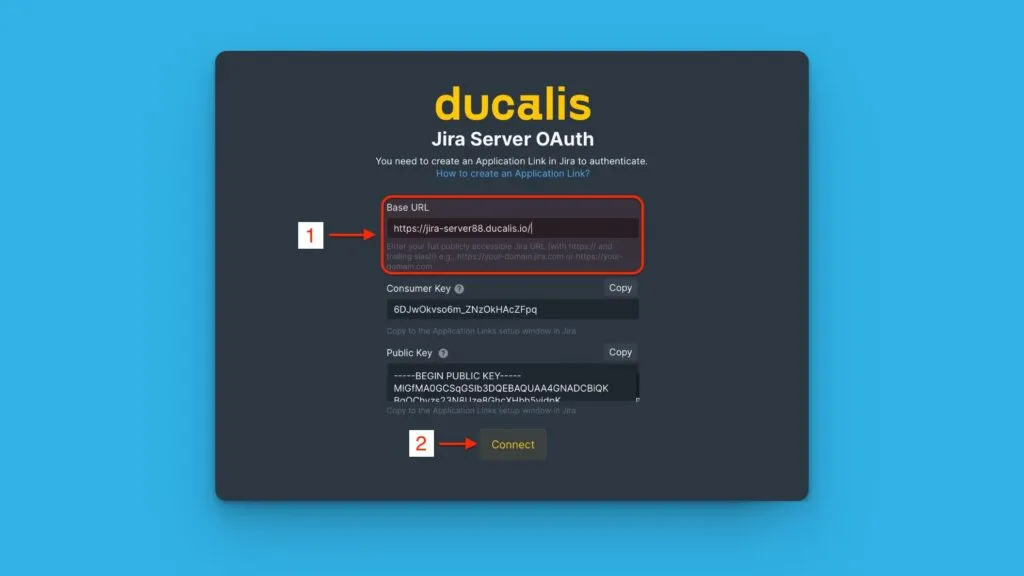接続ダイアログの Base URL フィールド