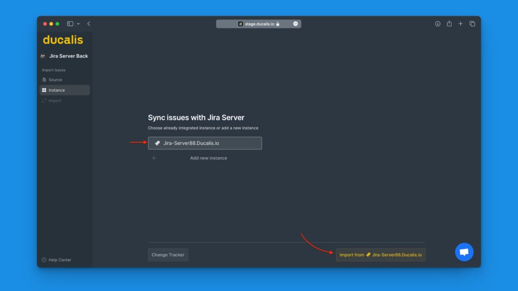 Instanzauswahlbildschirm