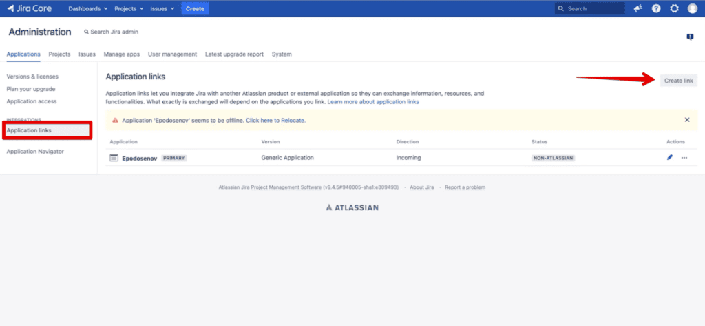 Create Link-Schaltfläche in Jira Server 9+