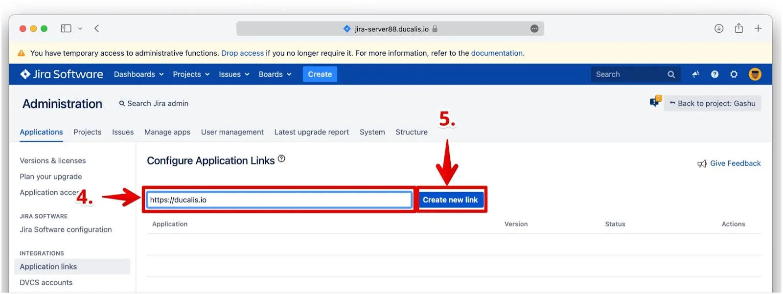 URL が入力された新しいリンクの作成フィールド