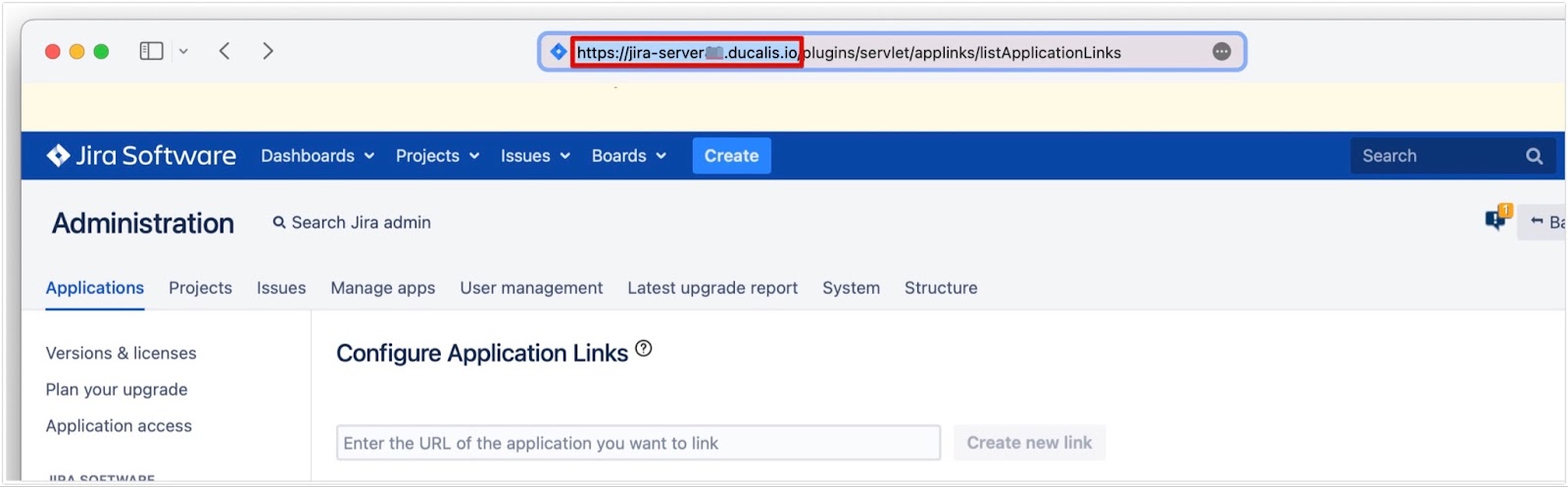 Standort der Base URL in den Jira Server-Einstellungen