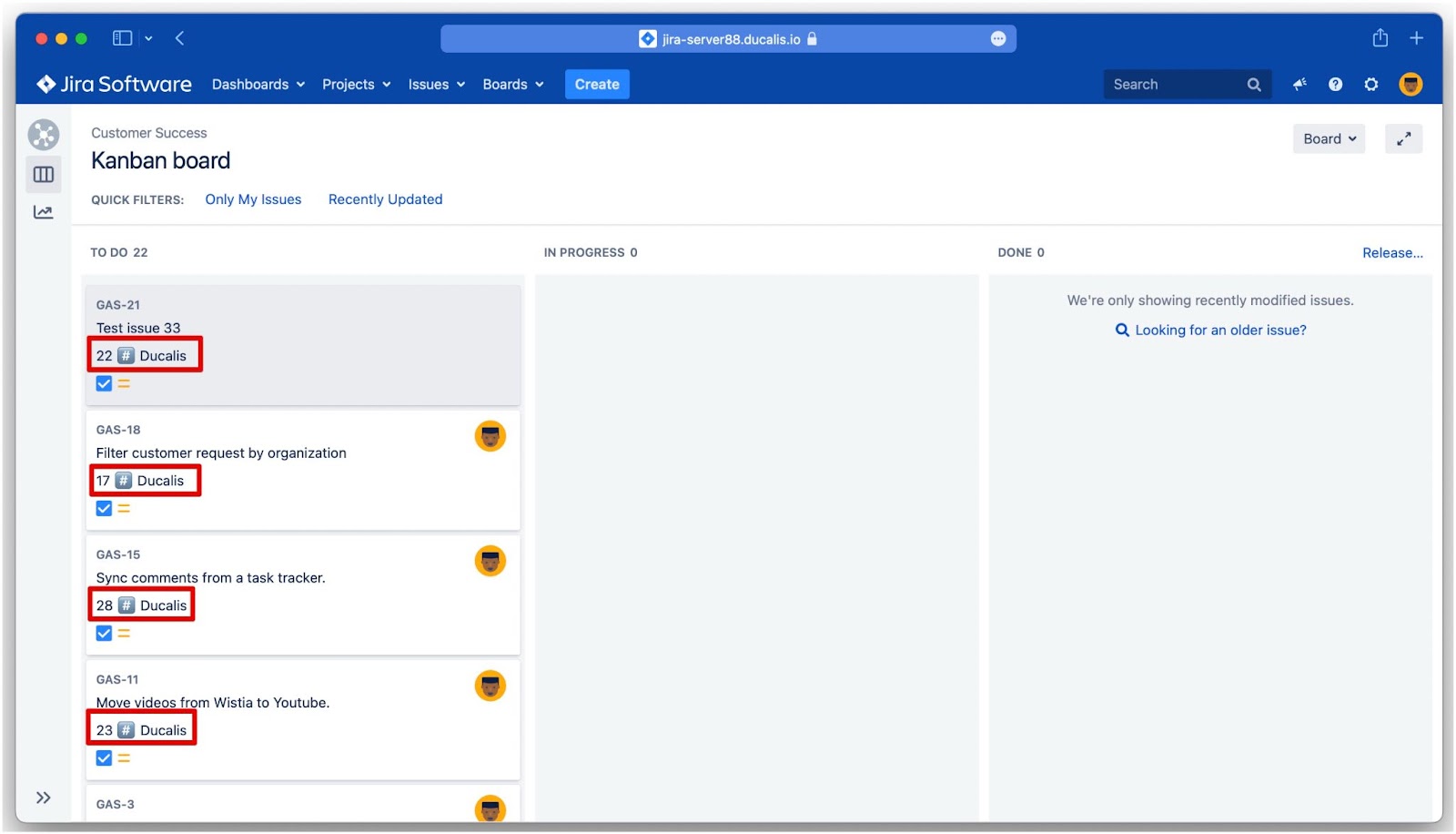 Prioritätsranking auf Kanban Board angezeigt
