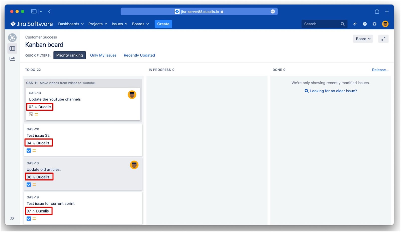 Nach Prioritätsranking sortierte Vorgänge