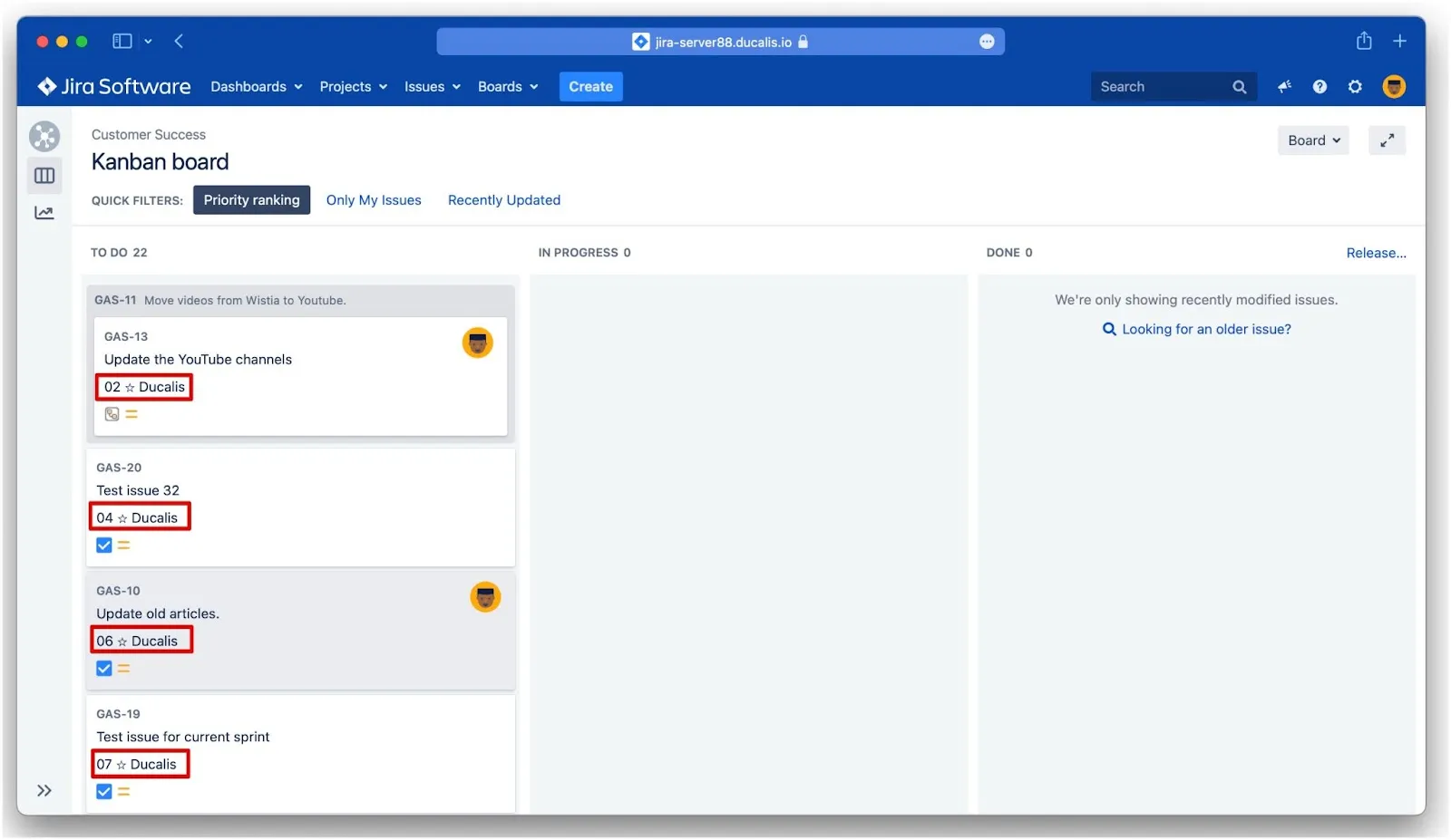 優先ランクで並べ替えられた課題