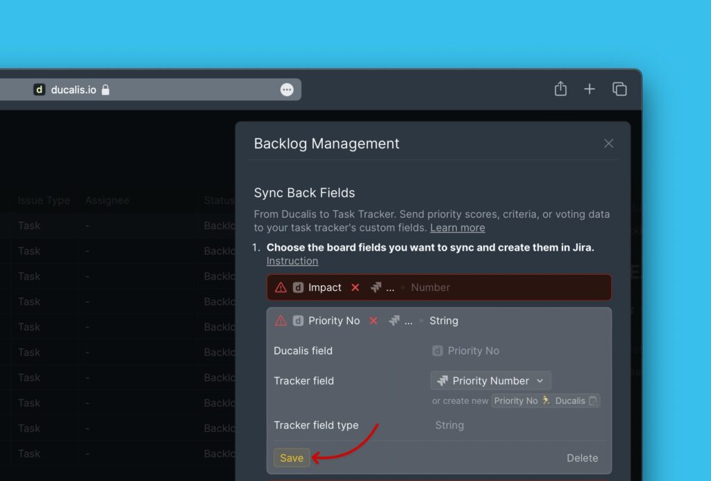 Feldzuordnung speichern