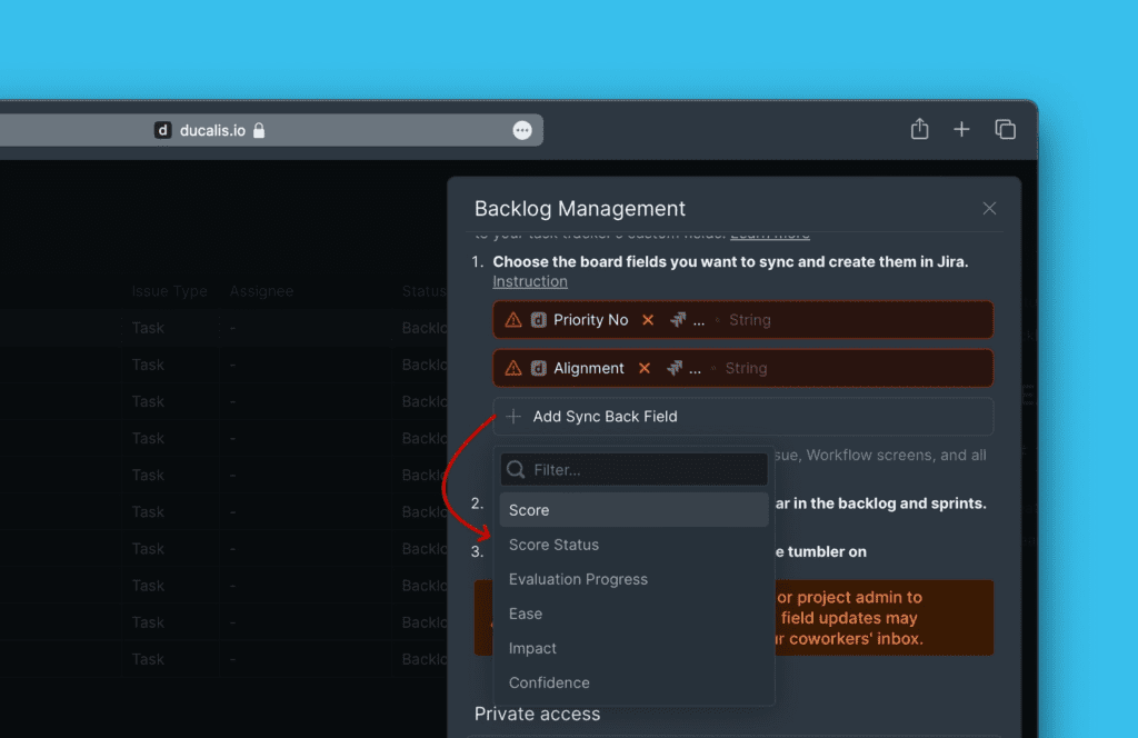 利用可能なフィールドを表示するフィールド追加ダイアログ
