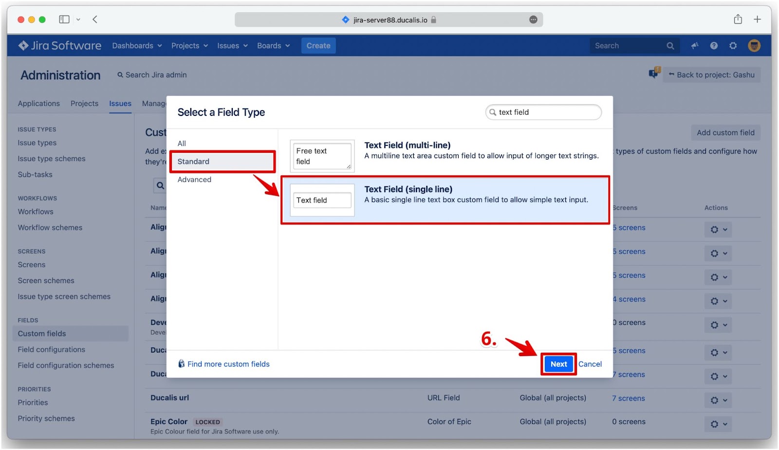 Feldtyp-auswählen-Dialog
