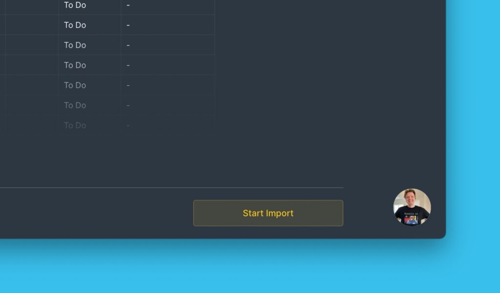 Button Import starten