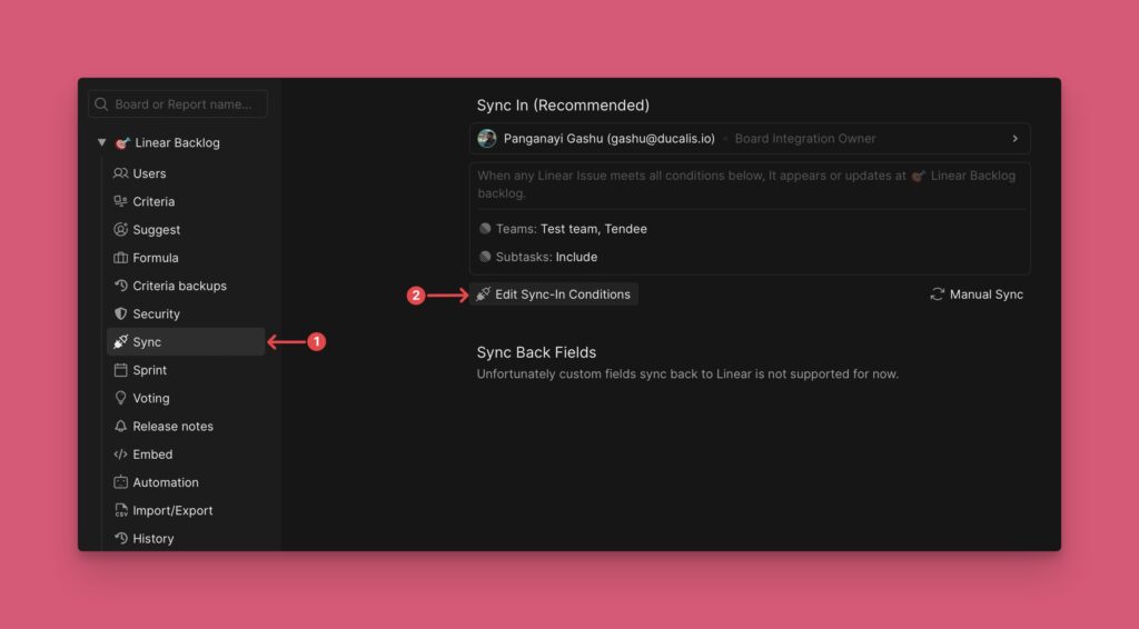 Edit Sync-In Conditions Button